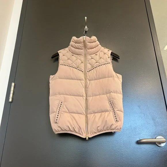 Patrizia Pepe size 40 (sz 6) soft pink Duck Down Vest with Studded BEE/Jewels - Picture 6 of 14